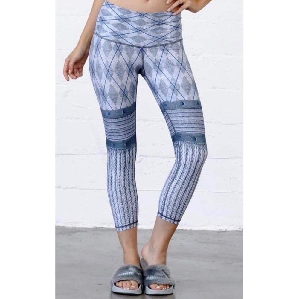 Niyama Sol Endless Leggings XL Eleanor Blue Sweater Print New $92